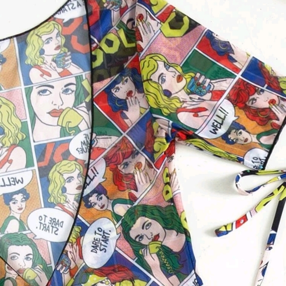 3pack Cartoon Graphic Bikini Swimsuit & Cover Up - Picture 5 of 8
